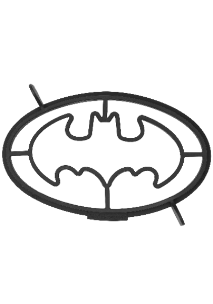 black colored pancake shaper/mold in the shape of the batman logo